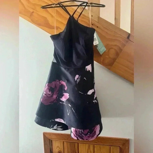 Speechless Dresses & Skirts - Juniors Double Tiered Short Formal Halter Dress